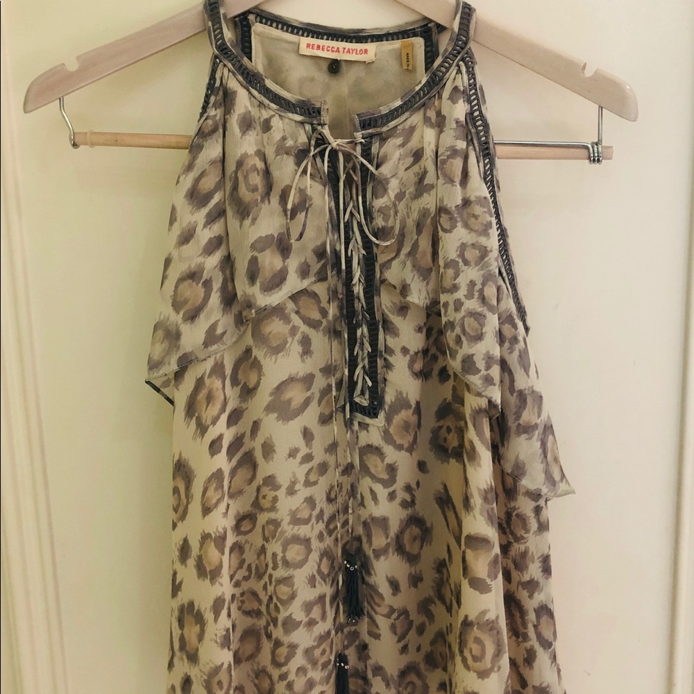 Rebecca Taylor Silk Leopard Print Top - Picture 2 of 9